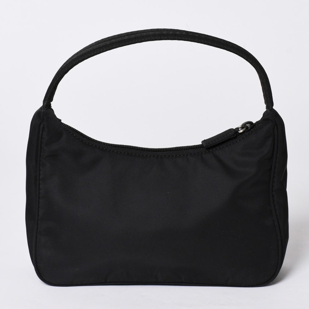 極美品 PRADA プラダ ホーボー ワンショルダーバッグ MV515 トライアングルロゴ 三角ロゴプレート ナイロン ブラック 中古 4a001681