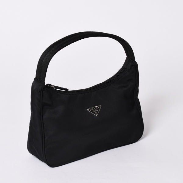 Very Good Condition PRADA Hobo One Shoulder Bag MV515 Triangle Logo Triangle Logo Plate Nylon Black Used 4a001681