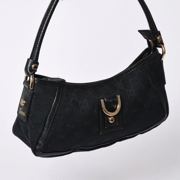GUCCI グッチ GGキャンバス Shoulder Bag セミショルダーバッグ 130939 Black ブラック 美品 中古 4a001563