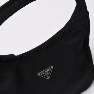 Very Good Condition PRADA Hobo One Shoulder Bag MV515 Triangle Logo Triangle Logo Plate Nylon Black Used 4a001681