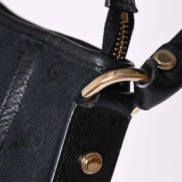 GUCCI グッチ GGキャンバス Shoulder Bag セミショルダーバッグ 130939 Black ブラック 美品 中古 4a001563