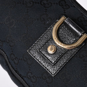GUCCI グッチ GGキャンバス Shoulder Bag セミショルダーバッグ 130939 Black ブラック 美品 中古 4a001563