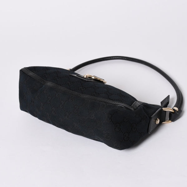 GUCCI グッチ GGキャンバス Shoulder Bag セミショルダーバッグ 130939 Black ブラック 美品 中古 4a001563