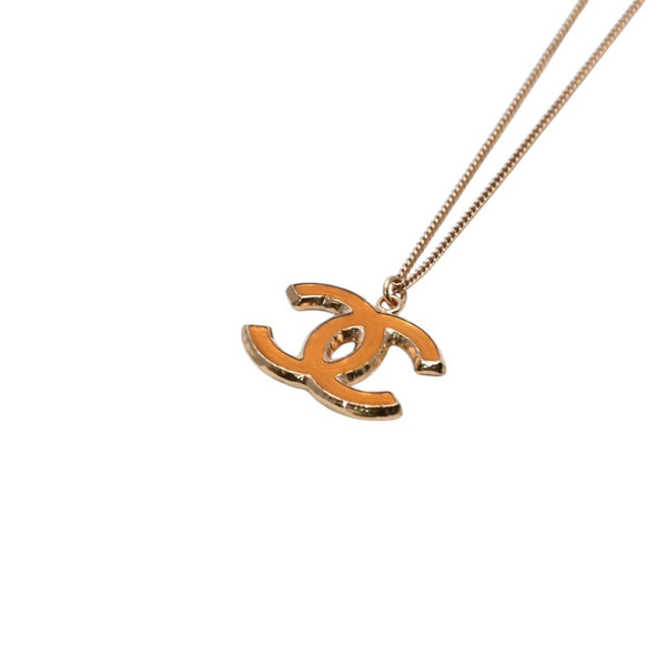 Very good condition CHANEL CHANEL necklace here mark orange double sided B11C gold necklace CC orange B11C GD double face good condition used 4a000658