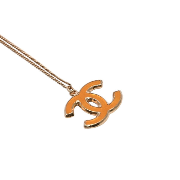 Very good condition CHANEL CHANEL necklace here mark orange double sided B11C gold necklace CC orange B11C GD double face good condition used 4a000658