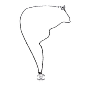 Very good condition CHANEL Chanel necklace rhinestone here mark silver 10V necklace CC rhinestone SV 10V good condition used 4a000630