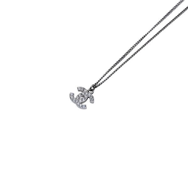 Very good condition CHANEL Chanel necklace rhinestone here mark silver 10V necklace CC rhinestone SV 10V good condition used 4a000630