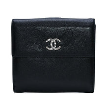画像をギャラリービューアに読み込む, 極美品 CHANEL シャネル 三つ折り財布 ココマーク 15番台 カーフスキン ブラック シルバー金具 中古 4a001582