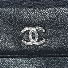 画像をギャラリービューアに読み込む, 極美品 CHANEL シャネル 三つ折り財布 ココマーク 15番台 カーフスキン ブラック シルバー金具 中古 4a001582