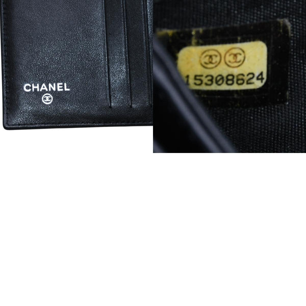 極美品 CHANEL シャネル 三つ折り財布 ココマーク 15番台 カーフスキン ブラック シルバー金具 中古 4a001582