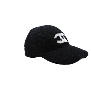 Very Good Condition CHANEL Cap Here Mark E1LGPP0A Boa Mouton Boa Cap Black Used 4a001179