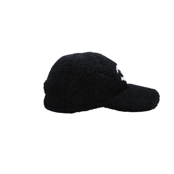 Very Good Condition CHANEL Cap Here Mark E1LGPP0A Boa Mouton Boa Cap Black Used 4a001179