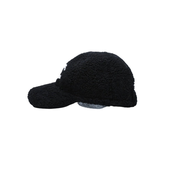 Very Good Condition CHANEL Cap Here Mark E1LGPP0A Boa Mouton Boa Cap Black Used 4a001179