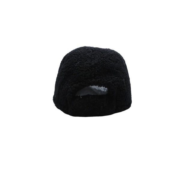 Very Good Condition CHANEL Cap Here Mark E1LGPP0A Boa Mouton Boa Cap Black Used 4a001179