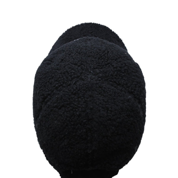 Very Good Condition CHANEL Cap Here Mark E1LGPP0A Boa Mouton Boa Cap Black Used 4a001179