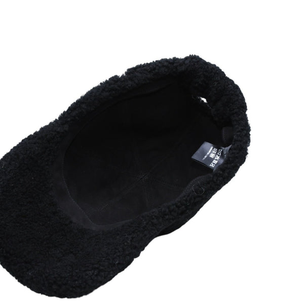 Very Good Condition CHANEL Cap Here Mark E1LGPP0A Boa Mouton Boa Cap Black Used 4a001179