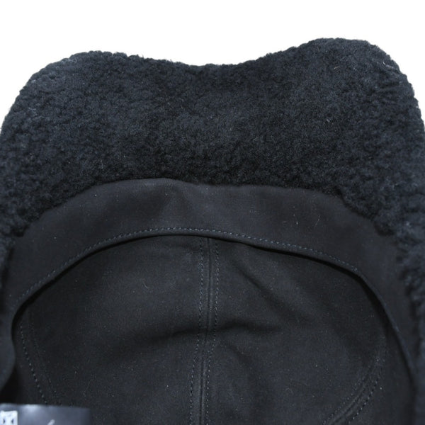 Very Good Condition CHANEL Cap Here Mark E1LGPP0A Boa Mouton Boa Cap Black Used 4a001179