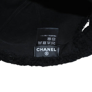 Very Good Condition CHANEL Cap Here Mark E1LGPP0A Boa Mouton Boa Cap Black Used 4a001179