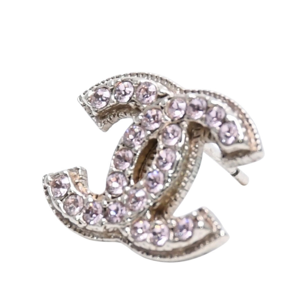 CHANEL シャネル 片耳ピアス ラインストーン シルバー ピンク 08C earring CC rhinestone SV 08C 良品 中古 4a000663