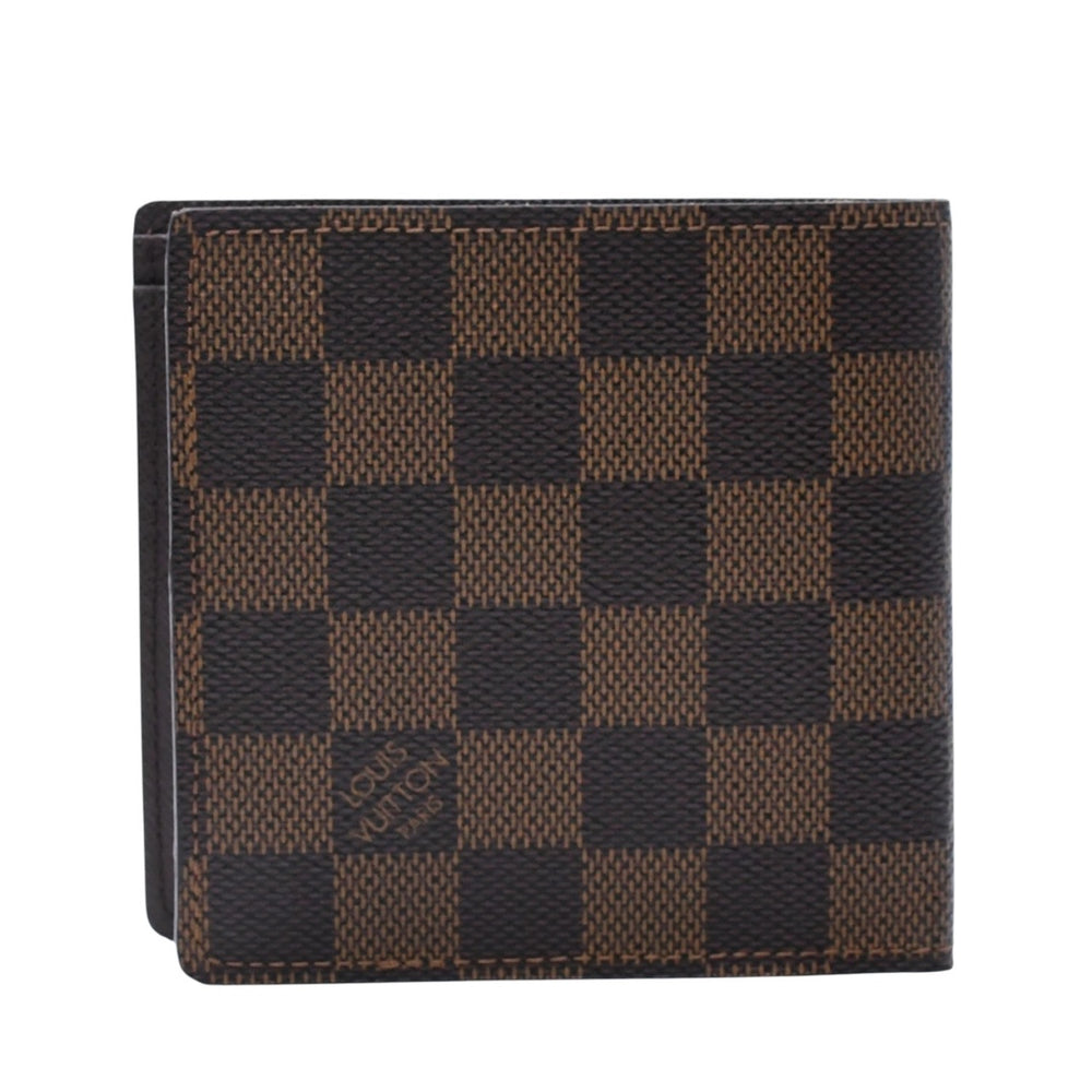 新品未使用品 LOUIS VUITTON ルイヴィトン ポルトフォイユ・マルコ ダミエ エベヌ N61675 二つ折り財布 中古 4a001581
