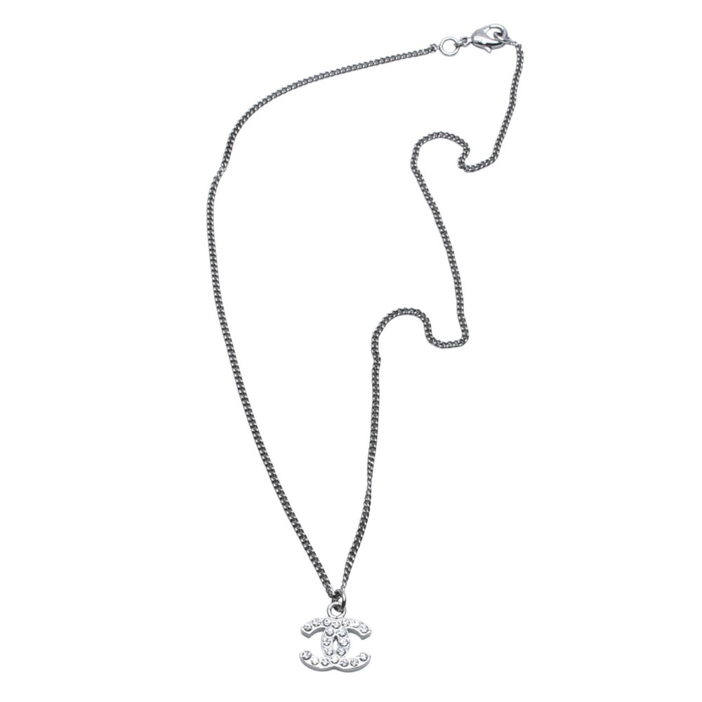 極美品 CHANEL シャネル ネックレス ココマーク ラインストーン シルバー B11V necklace COCO rhinestone SV B11V 美品 中古 4a000649