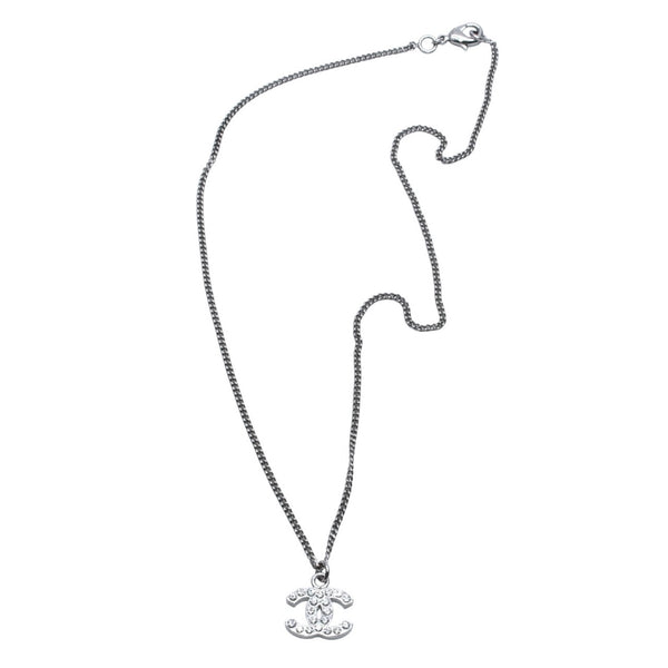 極美品 CHANEL シャネル ネックレス ココマーク ラインストーン シルバー B11V necklace COCO rhinestone SV B11V 美品 中古 4a000649