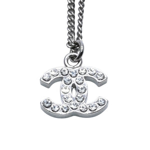 極美品 CHANEL シャネル ネックレス ココマーク ラインストーン シルバー B11V necklace COCO rhinestone SV B11V 美品 中古 4a000649