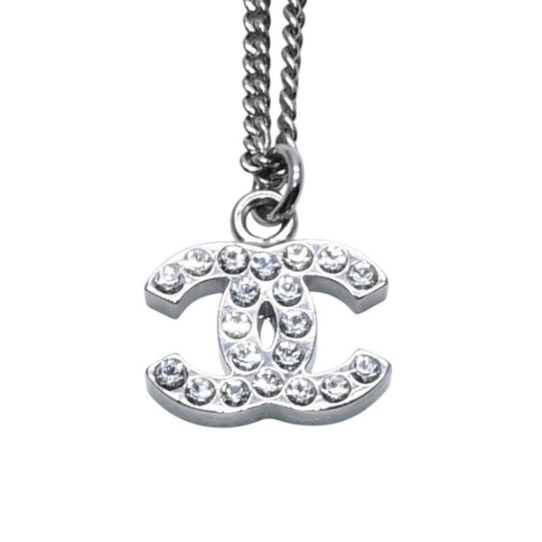 極美品 CHANEL シャネル ネックレス ココマーク ラインストーン シルバー B11V necklace COCO rhinestone SV B11V 美品 中古 4a000649