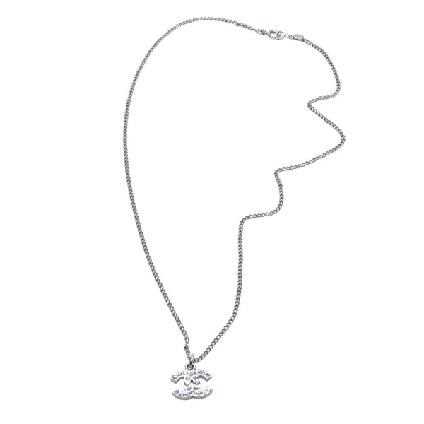 極美品 CHANEL シャネル ネックレス ラインストーン ココマーク 06V シルバー necklace CC rhinestone SV 06V 美品 中古 4a000660