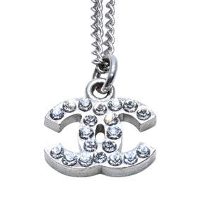 極美品 CHANEL シャネル ネックレス ラインストーン ココマーク 06V シルバー necklace CC rhinestone SV 06V 美品 中古 4a000660