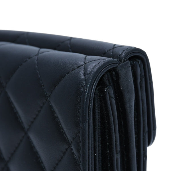 極美品 CHANEL シャネル 三つ折り財布 ココマーク AP433B18692 ランダム番台 ブラック ラムスキン 中古 4a001583