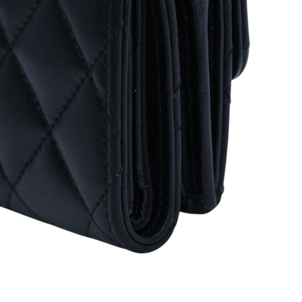 極美品 CHANEL シャネル 三つ折り財布 ココマーク AP433B18692 ランダム番台 ブラック ラムスキン 中古 4a001583