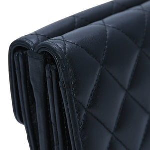 極美品 CHANEL シャネル 三つ折り財布 ココマーク AP433B18692 ランダム番台 ブラック ラムスキン 中古 4a001583