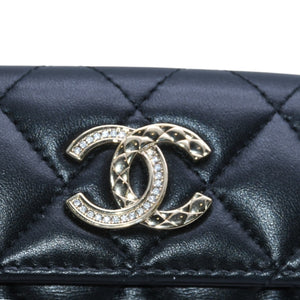極美品 CHANEL シャネル 三つ折り財布 ココマーク AP433B18692 ランダム番台 ブラック ラムスキン 中古 4a001583