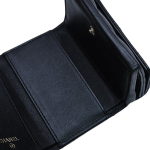 極美品 CHANEL シャネル 三つ折り財布 ココマーク AP433B18692 ランダム番台 ブラック ラムスキン 中古 4a001583