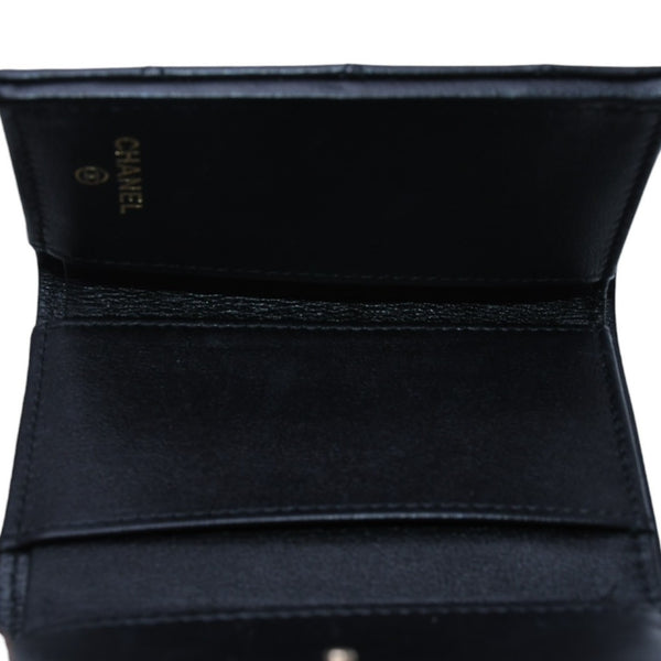 極美品 CHANEL シャネル 三つ折り財布 ココマーク AP433B18692 ランダム番台 ブラック ラムスキン 中古 4a001583