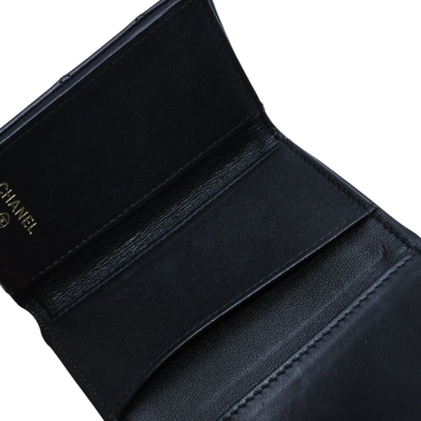 極美品 CHANEL シャネル 三つ折り財布 ココマーク AP433B18692 ランダム番台 ブラック ラムスキン 中古 4a001583