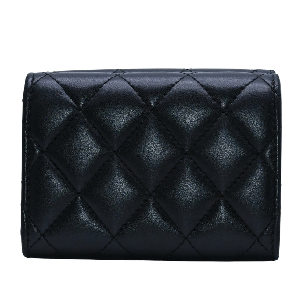 極美品 CHANEL シャネル 三つ折り財布 ココマーク AP433B18692 ランダム番台 ブラック ラムスキン 中古 4a001583