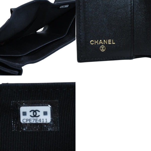 極美品 CHANEL シャネル 三つ折り財布 ココマーク AP433B18692 ランダム番台 ブラック ラムスキン 中古 4a001583