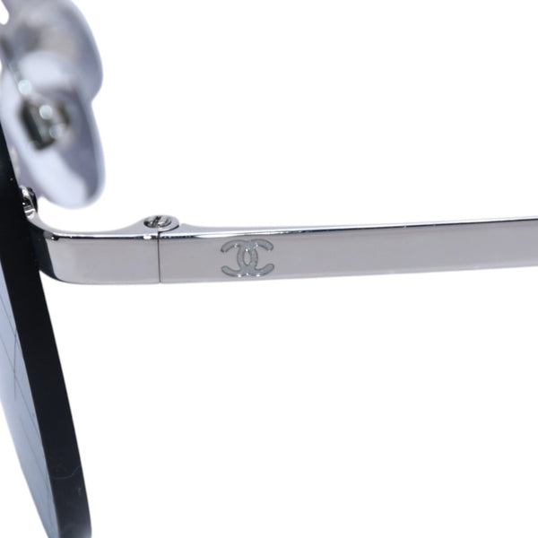 Very Good Condition CHANEL Coco Mark Round Mirror Sunglasses Silver Gray CH4216 Good Condition Used 4a001558