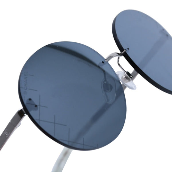 Very Good Condition CHANEL Coco Mark Round Mirror Sunglasses Silver Gray CH4216 Good Condition Used 4a001558