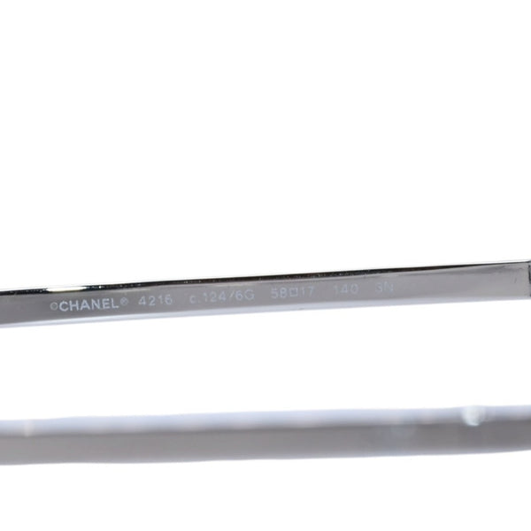 Very Good Condition CHANEL Coco Mark Round Mirror Sunglasses Silver Gray CH4216 Good Condition Used 4a001558