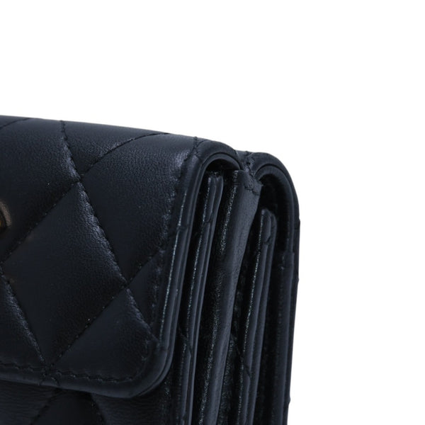 極美品 CHANEL シャネル 三つ折り財布 ココマーク AP433B18692 ランダム番台 ブラック ラムスキン 中古 4a001583