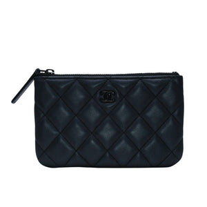 Very good condition CHANEL Pouch Matelasse Quilted Random Number Coco Mark Leather Gray Used 4a001613