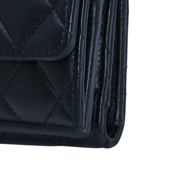 極美品 CHANEL シャネル 三つ折り財布 ココマーク AP433B18692 ランダム番台 ブラック ラムスキン 中古 4a001583