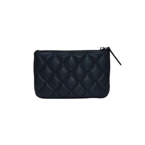Very good condition CHANEL Pouch Matelasse Quilted Random Number Coco Mark Leather Gray Used 4a001613