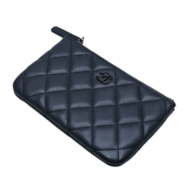 Very good condition CHANEL Pouch Matelasse Quilted Random Number Coco Mark Leather Gray Used 4a001613