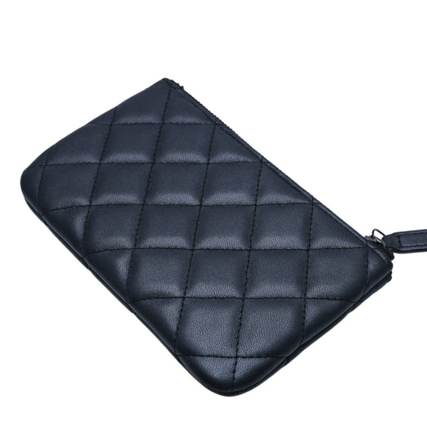 Very good condition CHANEL Pouch Matelasse Quilted Random Number Coco Mark Leather Gray Used 4a001613