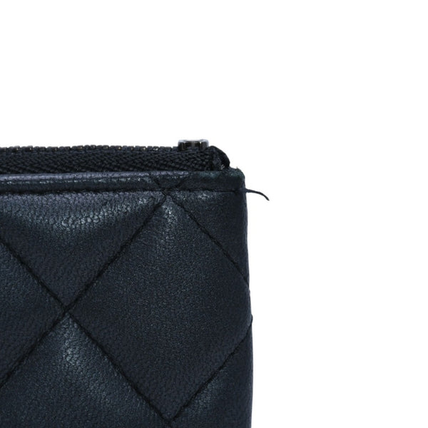 Very good condition CHANEL Pouch Matelasse Quilted Random Number Coco Mark Leather Gray Used 4a001613
