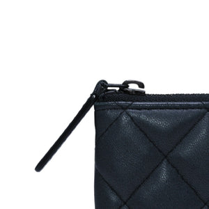 Very good condition CHANEL Pouch Matelasse Quilted Random Number Coco Mark Leather Gray Used 4a001613